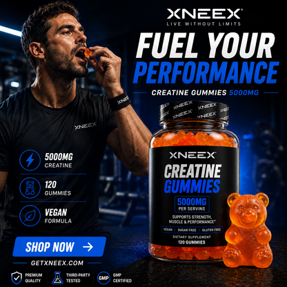 XNEEX Creatine Gummies — 5000mg Creatine Monohydrate | 120 Vegan Gummies